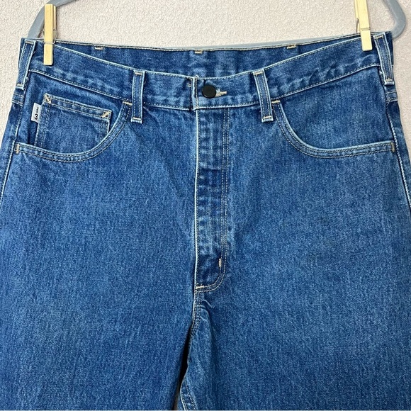 Carhartt Flame Resistant Straight Leg Denim Blue Jeans-Men’s 34x36-Workwear-EUC - Picture 2 of 13